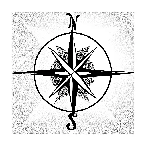 compass rose and tulip tattoo design idea