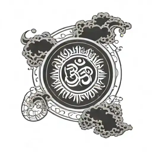 ohm symbol with circle around en clouds fading tattoo on arm tattoo design idea
