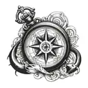 compass with anchor and eye inside tattoo design idea