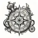 compass with anchor and eye inside tattoo design idea