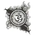 ohm symbol with circle around en clouds fading tattoo on arm tattoo design idea
