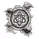 ohm symbol with circle around en clouds fading tattoo on arm tattoo design idea