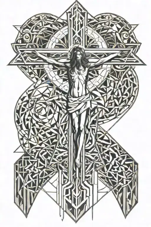 geometry Jesus Christ cross combined tattoo design idea