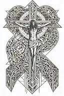 geometry Jesus Christ cross combined tattoo design idea
