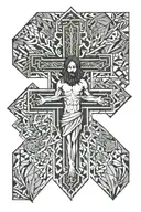 geometry Jesus Christ cross combined tattoo design idea
