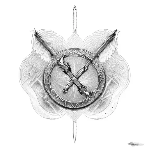 Sword, Archangel, graphical, zeus tattoo design idea
