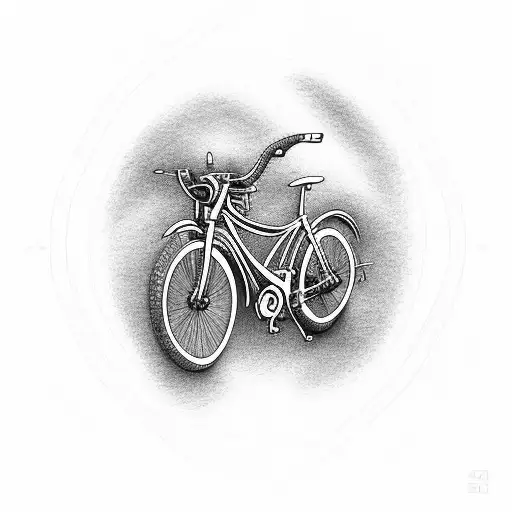 An intricate design of a bike chain transforming into a winding road for runners tattoo design idea