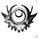 phoenix, moon, sun, sword, crown tattoo design idea