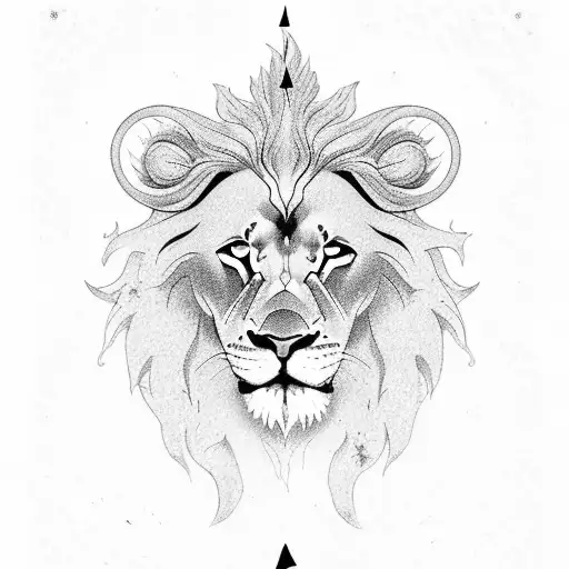 Marketing-themed tarot card with a lion tattoo design idea
