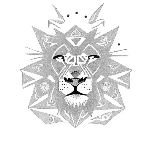 Tarot card featuring a lion and marketing symbols tattoo design idea