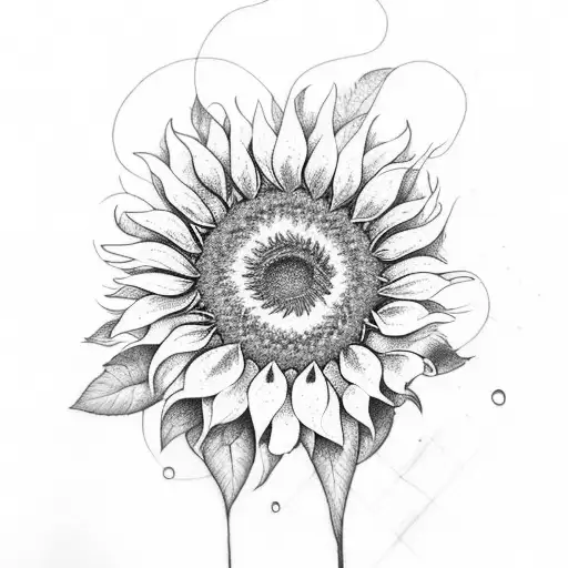 sunflower with MB as stem tattoo design idea