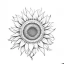 sunflower with MB as initials tattoo design idea