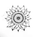 sunflower with MB as initials tattoo design idea