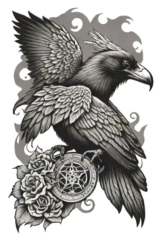 forearm sleeve with raven, butterfly and a puppet master tattoo design idea