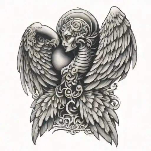 Wings end tattoo design idea