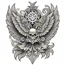 Wings end tattoo design idea