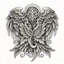 Wings end tattoo design idea