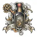 Rum bottle broken tattoo design idea