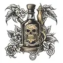 Rum bottle broken tattoo design idea