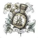 Rum bottle broken tattoo design idea