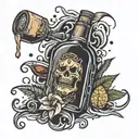 Rum bottle broken tattoo design idea