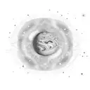 colourful space tattoo with sun and jupiter tattoo design idea