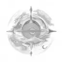 colourful space tattoo with sun and jupiter tattoo design idea