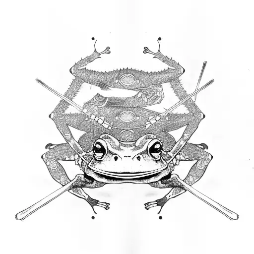 a samurai frog killing another samurai frog  tattoo design idea