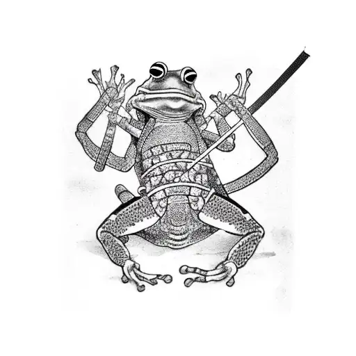 Kimono Samurai Frog with Nunchucks   Tattoos by TioLu 