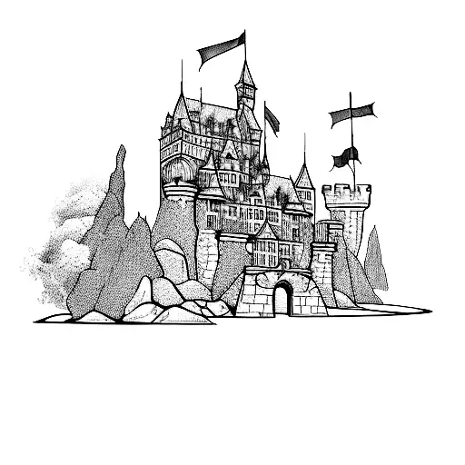 a castle tattoo design idea