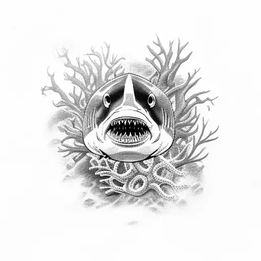 Sketch Of Deepwater Living Organisms Fish And Algae Black And White Stock  Illustration  Download Image Now  iStock