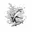 shark with coral reef  tattoo design idea