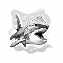 shark with coral reef  tattoo design idea