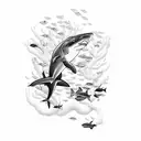 shark with coral reef  tattoo design idea