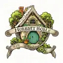 hobbit hole sign post fictional places  tattoo design idea
