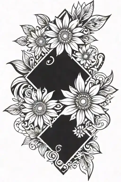 diamond and daisy flowers tattoo design idea