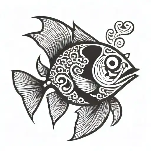 fish with a funny face sideways tattoo design idea