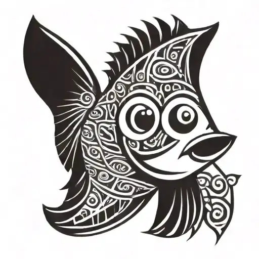 fish with a funny face tattoo design idea