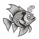 fish with a funny face sideways tattoo design idea
