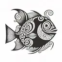fish with a funny face sideways tattoo design idea