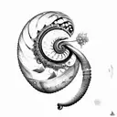 nautilus avec des fleur tattoo design idea