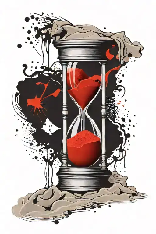 hourglass but when the sand falls it will look like a human being is falling the hourglass will be made of wood and will look slightly broken tattoo design idea