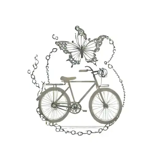 butterfly with bike chain wrapped tattoo design idea