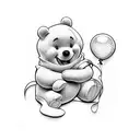 pooh bear with balloons tattoo design idea