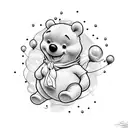pooh bear with balloons tattoo design idea