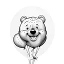 pooh bear with balloons tattoo design idea