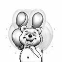 pooh bear with balloons tattoo design idea