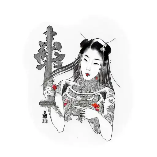 A lonely woman in a cemetery, lying on her husband's grave tattoo design idea