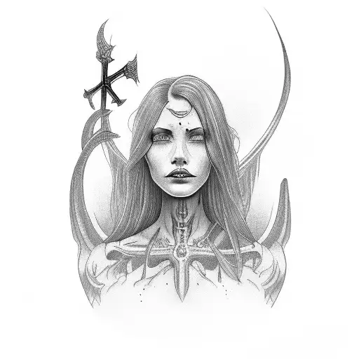 lonely Woman in cemetery tattoo design idea