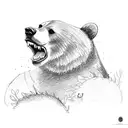Attacking bear protecting its cubs in the forest, at night in the trees tattoo design idea